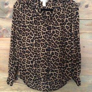 H&M Leopard Button Up Blouse